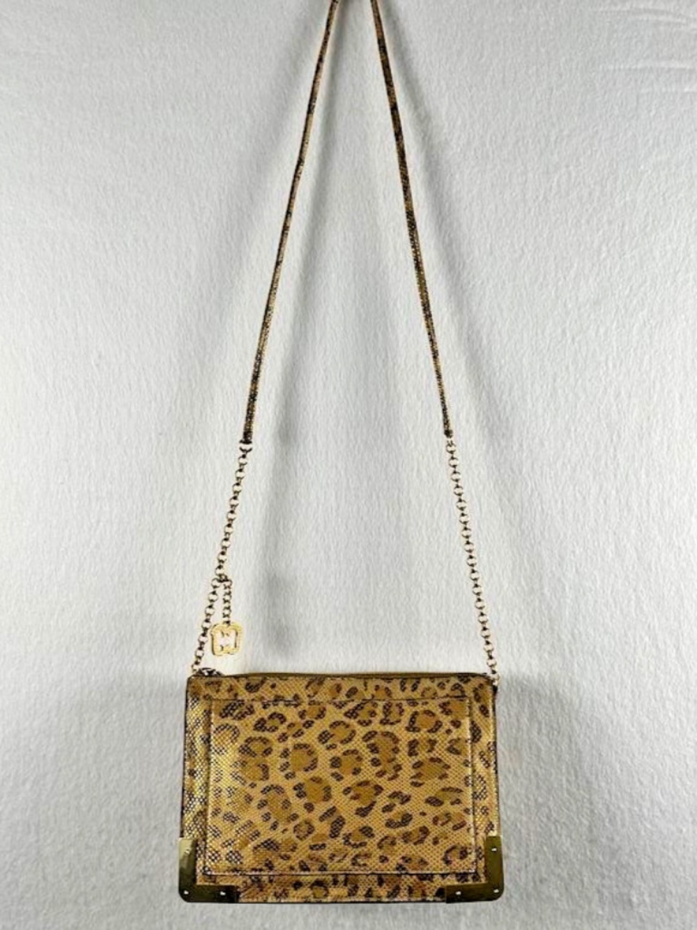 VTG Eric Javits Leopard Print Crossbody Bag Gold Hardware Old Money